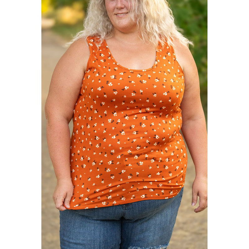 IN STOCK Luxe Crew Tank - Micro Rust Floral | Women's Tank Top FINAL SALE