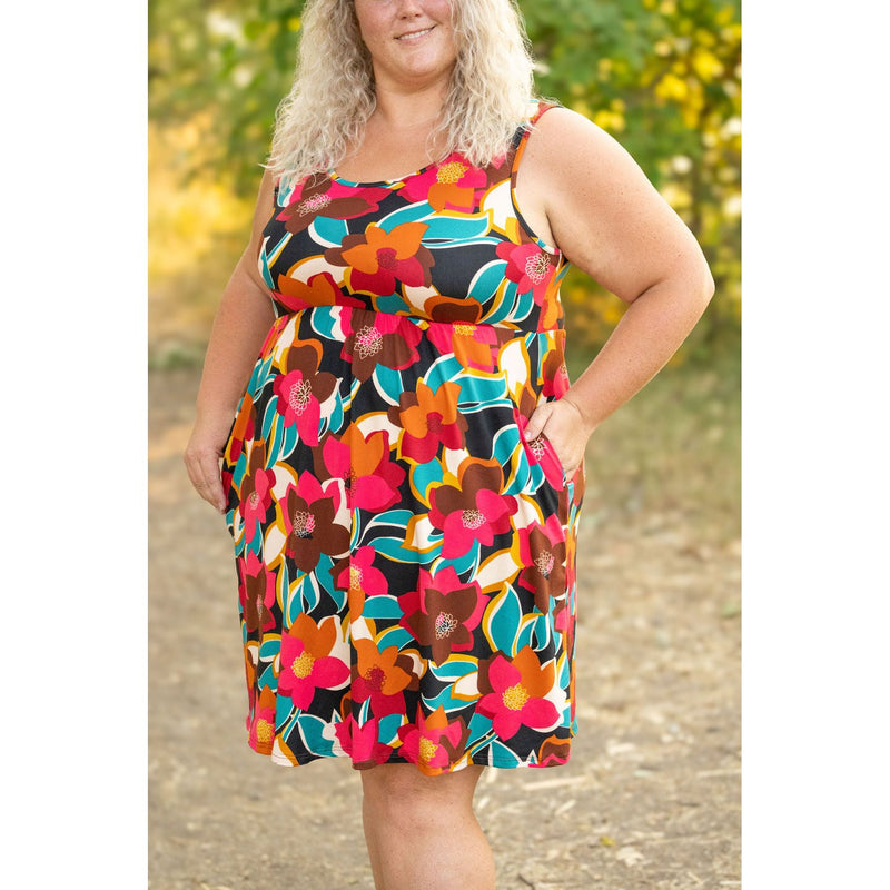 IN STOCK Kelsey Tank Dress - Bold Magenta Floral FINAL SALE