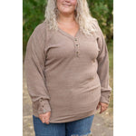 IN STOCK Brittney Button Sweater - Mocha FINAL SALE