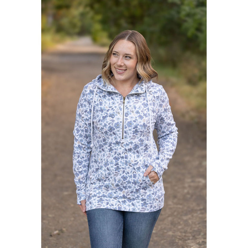 IN STOCK HalfZip Hoodie - Blue Floral