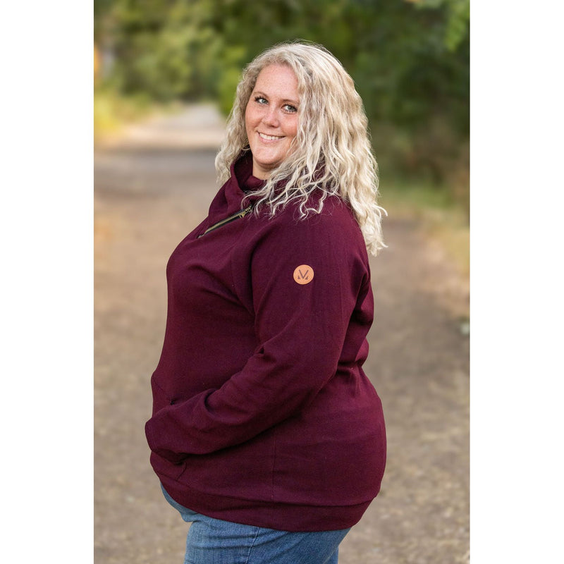 IN STOCK Classic Zoey ZipCowl Sweatshirt - Burgundy FINAL SALE