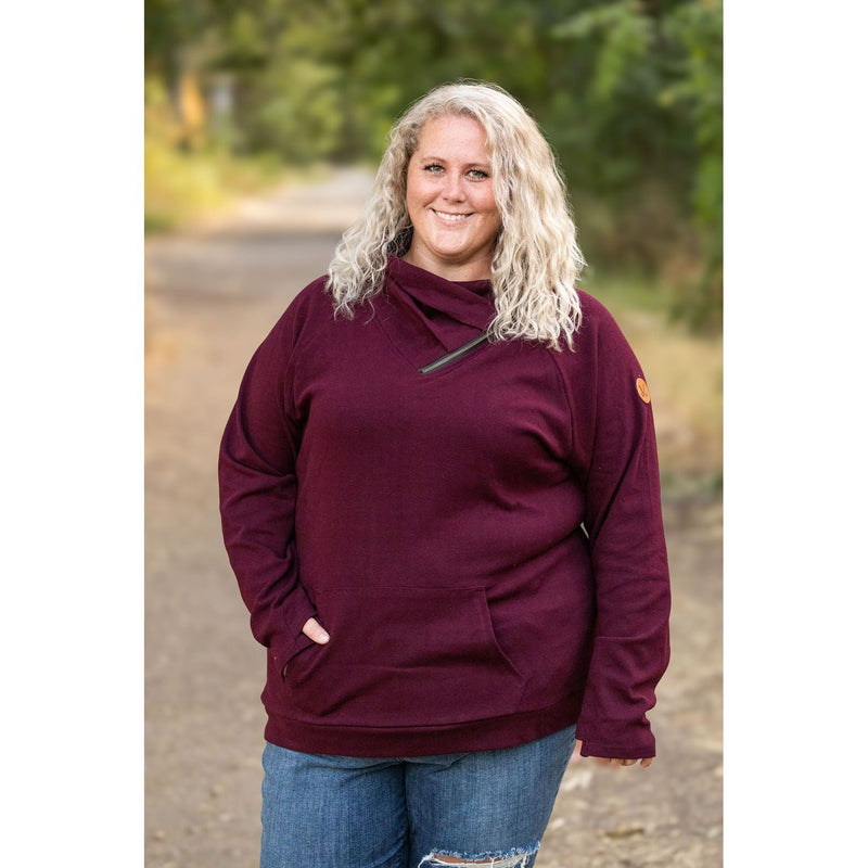 IN STOCK Classic Zoey ZipCowl Sweatshirt - Burgundy FINAL SALE