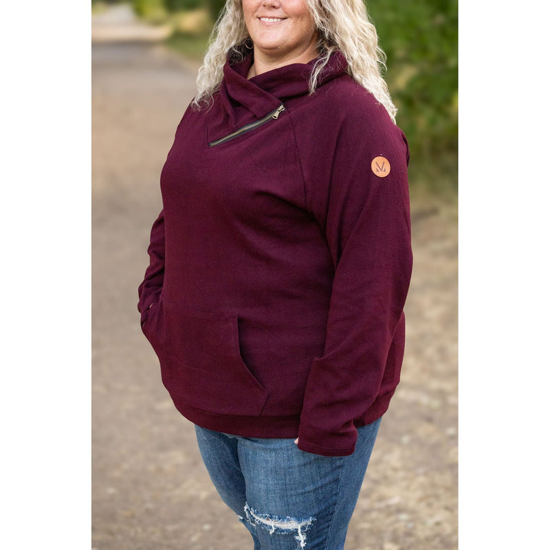 IN STOCK Classic Zoey ZipCowl Sweatshirt - Burgundy FINAL SALE