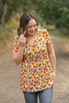 IN STOCK Sarah Ruffle Short Sleeve - Fall Floral FINAL SALE