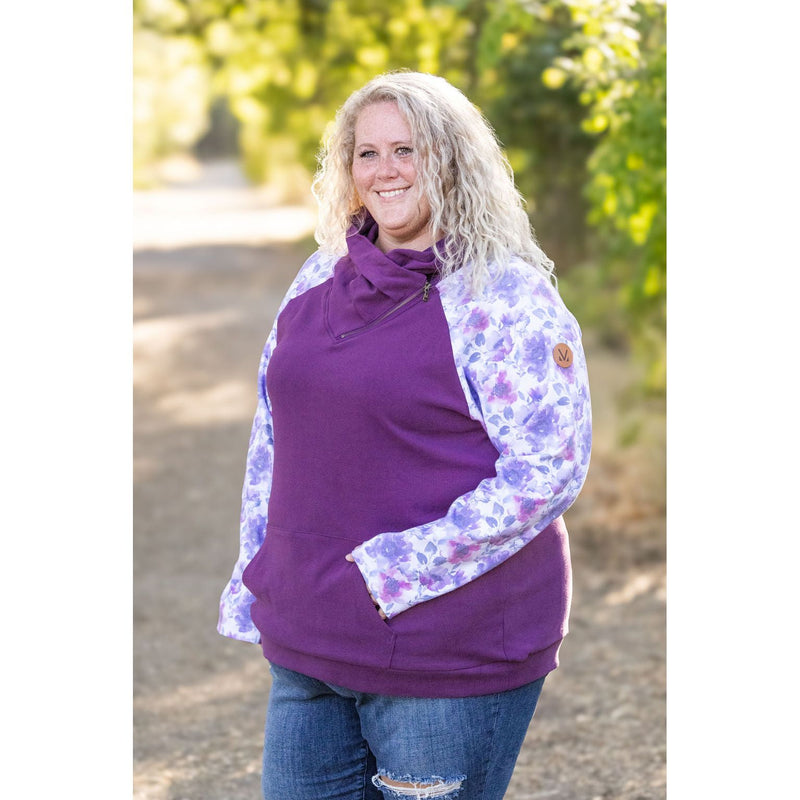 IN STOCK Zoey ZipCowl - Plum and Purple Floral FINAL SALE