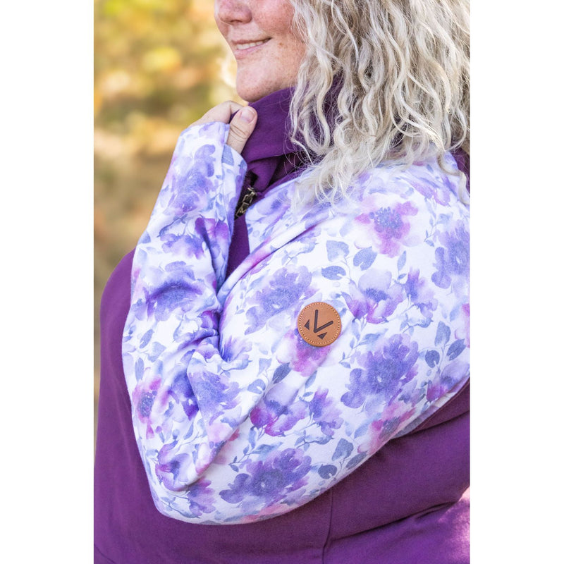 IN STOCK Zoey ZipCowl - Plum and Purple Floral FINAL SALE