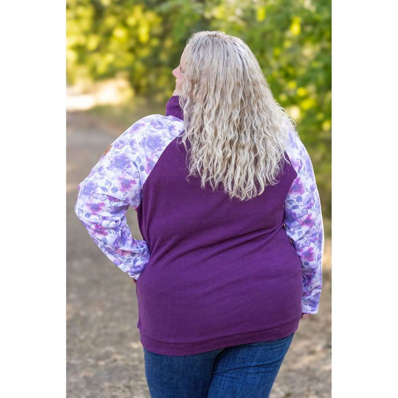 IN STOCK Zoey ZipCowl - Plum and Purple Floral FINAL SALE