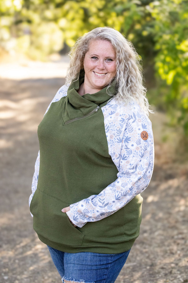 IN STOCK Zoey ZipCowl - Olive and Boho Floral FINAL SALE