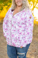 IN STOCK Classic Fullzip Hoodie - Pink Floral and Burgundy FINAL SALE