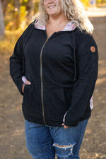 IN STOCK Classic Fullzip Hoodie - Black and Fall Floral FINAL SALE