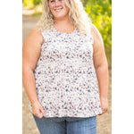 IN STOCK Renee Ruffle Tank - Tan Micro Floral FINAL SALE