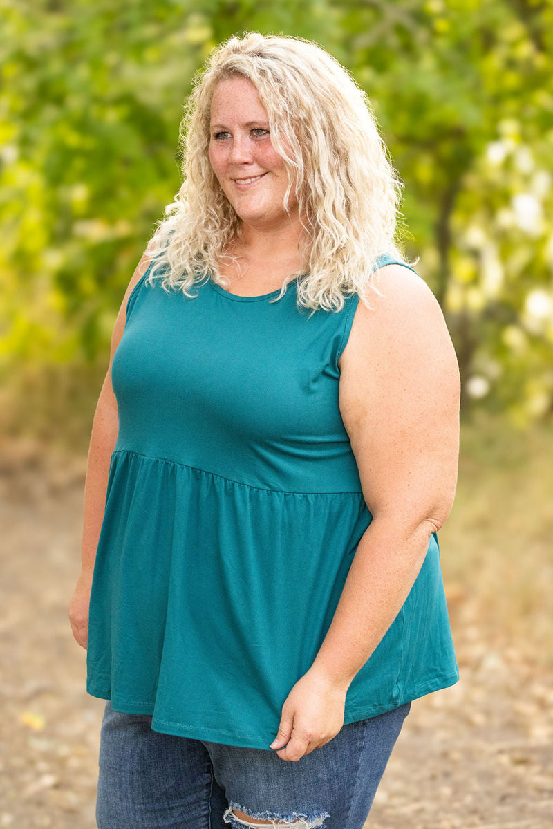 IN STOCK Renee Ruffle Tank - Teal FINAL SALE