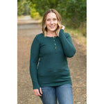 IN STOCK Harper Long Sleeve Henley - Evergreen | Women's Cozy Shirt