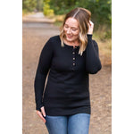 IN STOCK Harper Long Sleeve Henley - Black | Women's Cozy Shirt