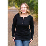 IN STOCK Harper Long Sleeve Henley - Black | Women's Cozy Shirt