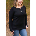 IN STOCK Harper Long Sleeve Henley - Black | Women's Cozy Shirt