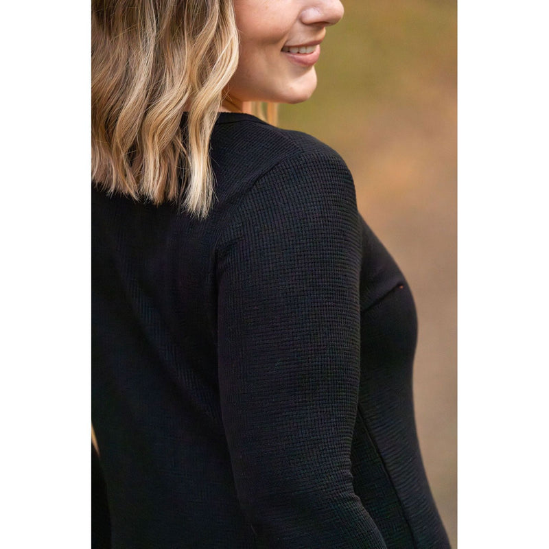 IN STOCK Harper Long Sleeve Henley - Black | Women's Cozy Shirt