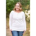 IN STOCK Harper Long Sleeve Henley - White | Women's Cozy Shirt