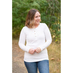 IN STOCK Harper Long Sleeve Henley - White | Women's Cozy Shirt