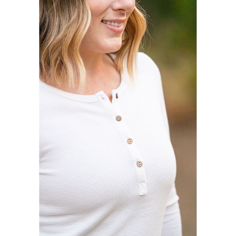 IN STOCK Harper Long Sleeve Henley - White | Women's Cozy Shirt