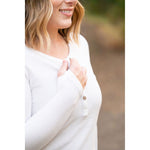 IN STOCK Harper Long Sleeve Henley - White | Women's Cozy Shirt