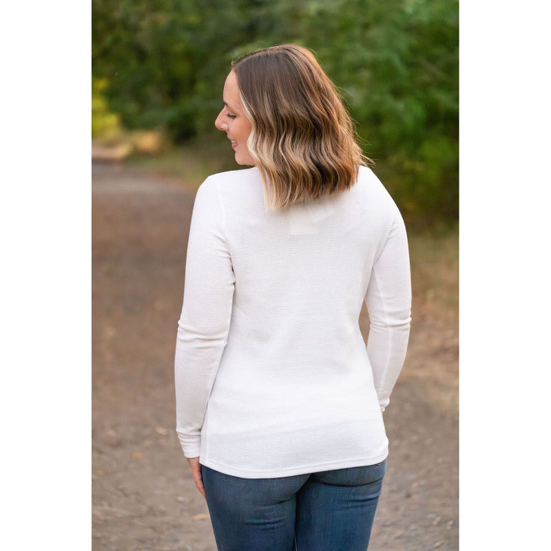 IN STOCK Harper Long Sleeve Henley - White | Women's Cozy Shirt