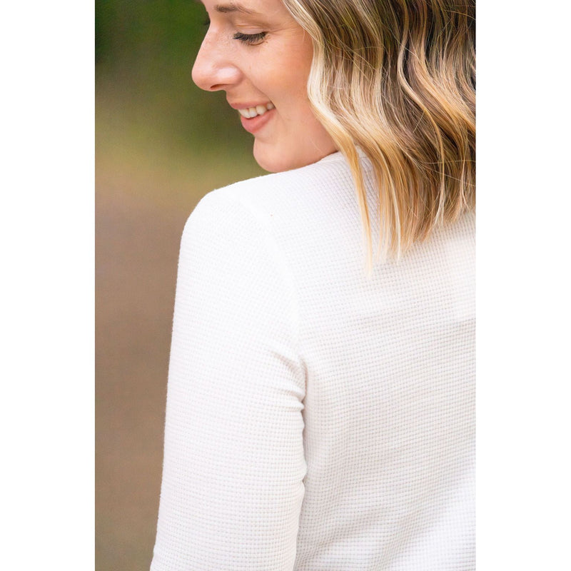 IN STOCK Harper Long Sleeve Henley - White | Women's Cozy Shirt