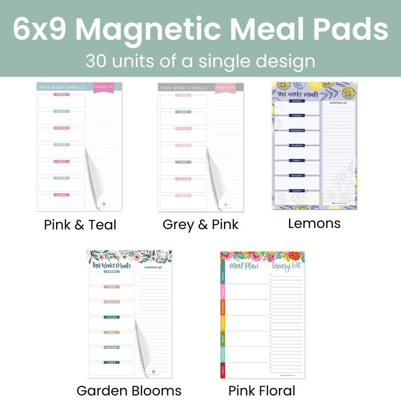 6x9 Magnetic Meal Planning Pad, Choose Design