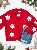 IN STOCK Snowflake Cardigan - Red