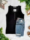 IN STOCK Mila Zipper Tank - Black