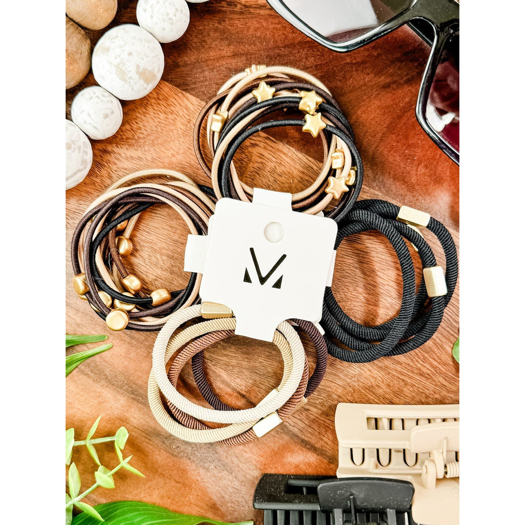 Hair Tie Bracelet Sets - Neutral Gold Accents | Hair Accessories