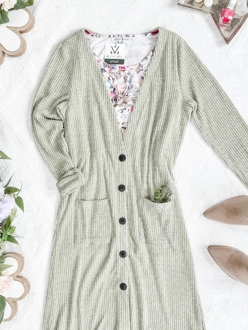 IN STOCK Colbie Ribbed Cardigan - Pistachio