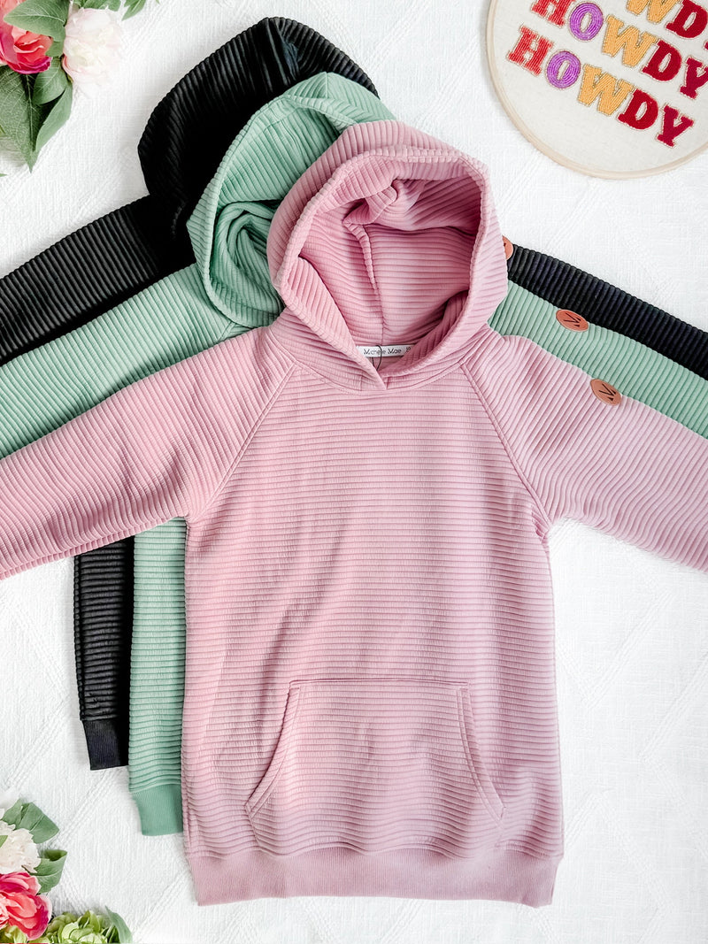 IN STOCK Tatum Textured Pullover Hoodie - Rose