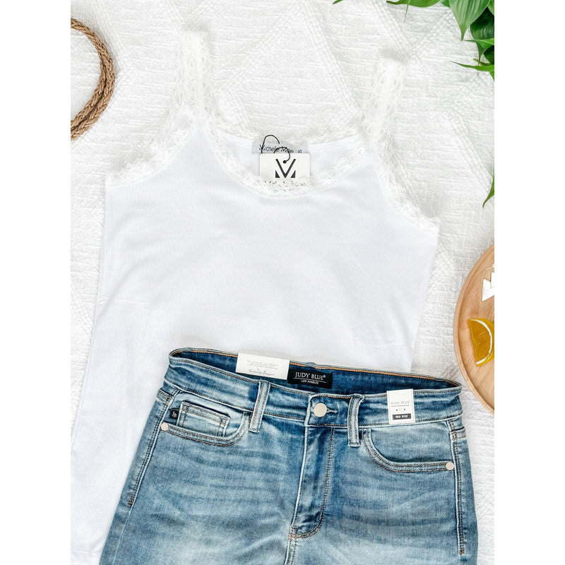 IN STOCK Lexi Lace Tank - White | Women's Tank Top