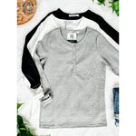 IN STOCK Harper Long Sleeve Henley - Black | Women's Cozy Shirt