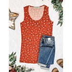 IN STOCK Luxe Crew Tank - Micro Rust Floral | Women's Tank Top FINAL SALE