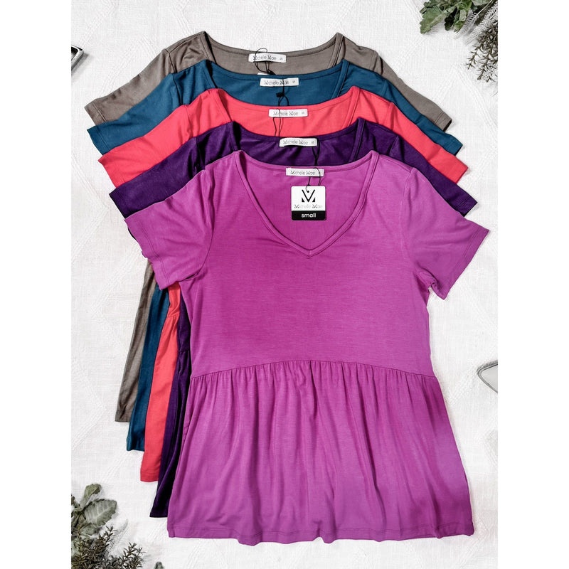 IN STOCK Sarah Ruffle Short Sleeve - Deep Coral | Women's Top