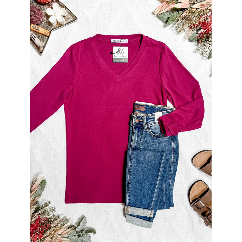 IN STOCK Leah Long Sleeve Top - Magenta | Women's Casual Top