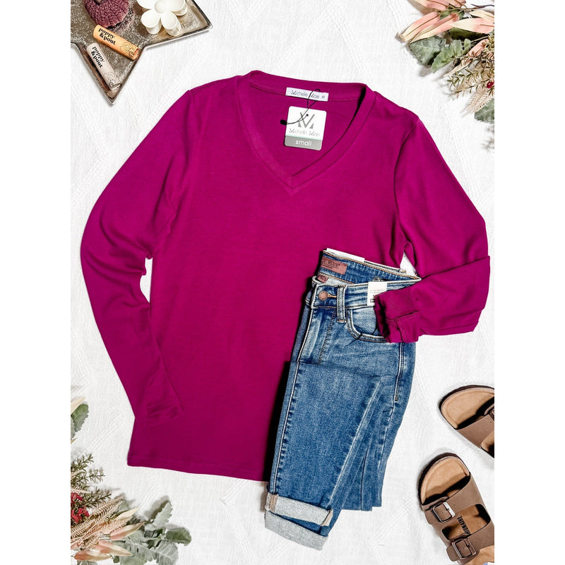 IN STOCK Leah Long Sleeve Top - Magenta | Women's Casual Top