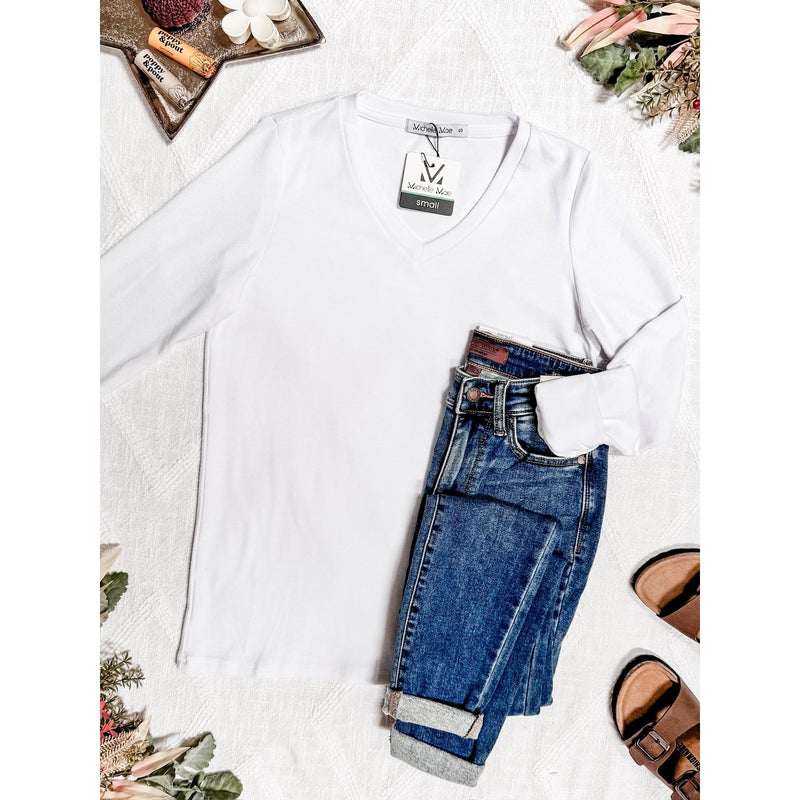 IN STOCK Leah Long Sleeve Top - White | Women's Casual Top