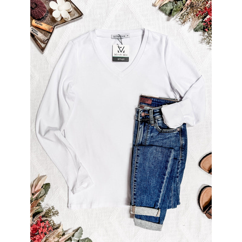 IN STOCK Leah Long Sleeve Top - White | Women's Casual Top