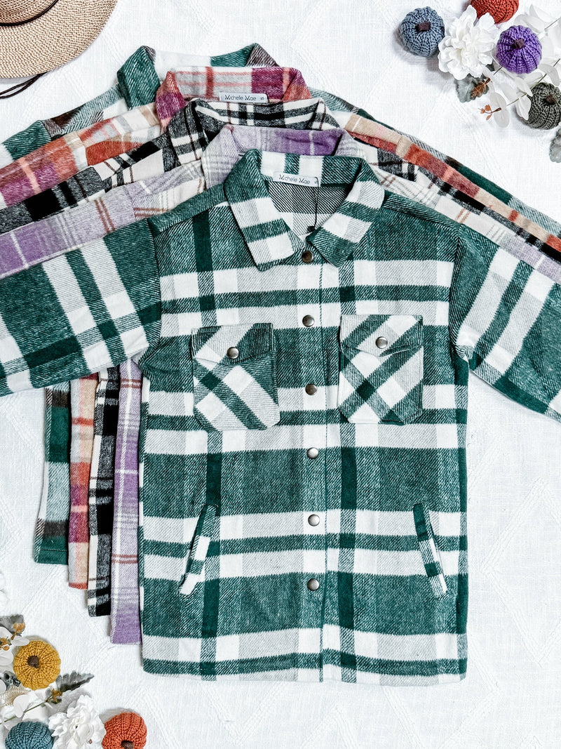 IN STOCK Norah Plaid Shacket - Classic Green and Grey Mix FINAL SALE