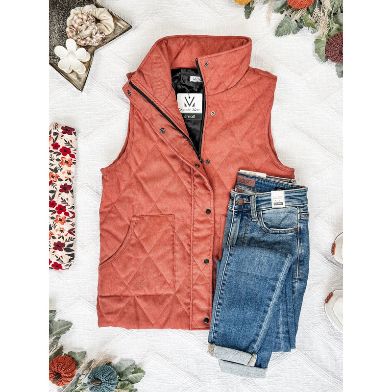 IN STOCK Corduroy Vest - Pumpkin FINAL SALE