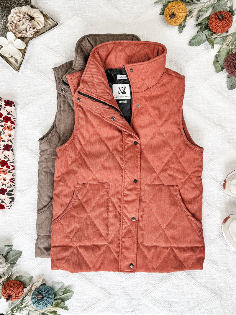 IN STOCK Corduroy Vest - Mocha FINAL SALE