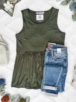 IN STOCK Renee Ruffle Tank - Olive FINAL SALE