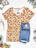 IN STOCK Sarah Ruffle Short Sleeve - Fall Floral FINAL SALE