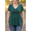 emery ruffle top hunter green womens short sleeve top