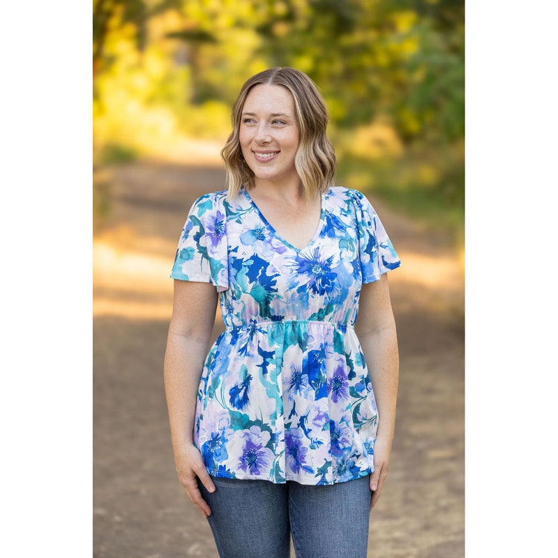 IN STOCK Emery Ruffle Top - Blue Floral | Women's Blouse FINAL SALE