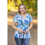 IN STOCK Emery Ruffle Top - Blue Floral | Women's Blouse FINAL SALE