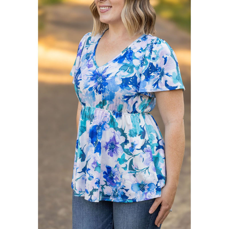 IN STOCK Emery Ruffle Top - Blue Floral | Women's Blouse FINAL SALE